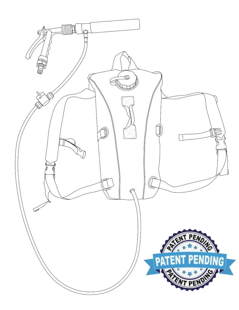 Backpack Hydro-Foamer sketch with Patent Pending